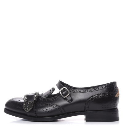 Gucci Calfskin Bee Embroidered Mens Queercore Brogue Wingtip Monk Strap Loafers 10.5 Black 1 of 14