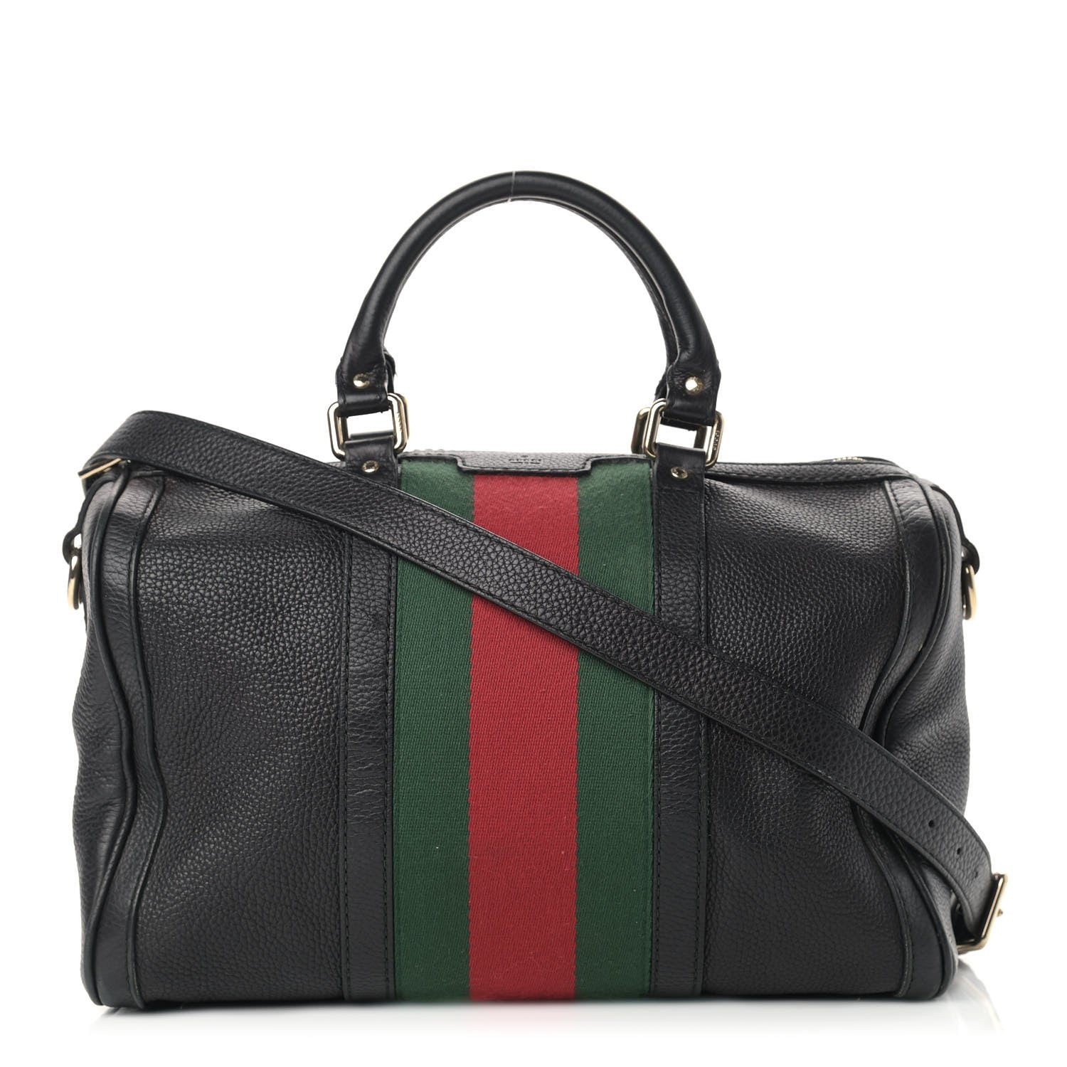 Gucci Calfskin Vintage Web Medium Boston Black 1 of 17