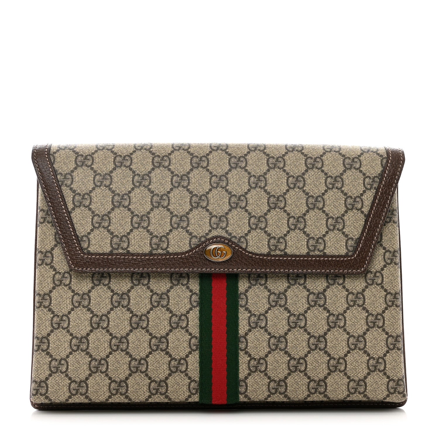 Gucci GG Supreme Monogram Web Ophidia Clutch Beige New Acero 1 of 7