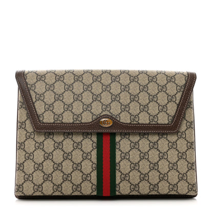 Gucci GG Supreme Monogram Web Ophidia Clutch Beige New Acero 1 of 7