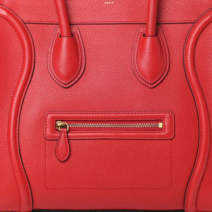 Celine Drummed Calfskin Mini Luggage Coquelicot 8 of 12