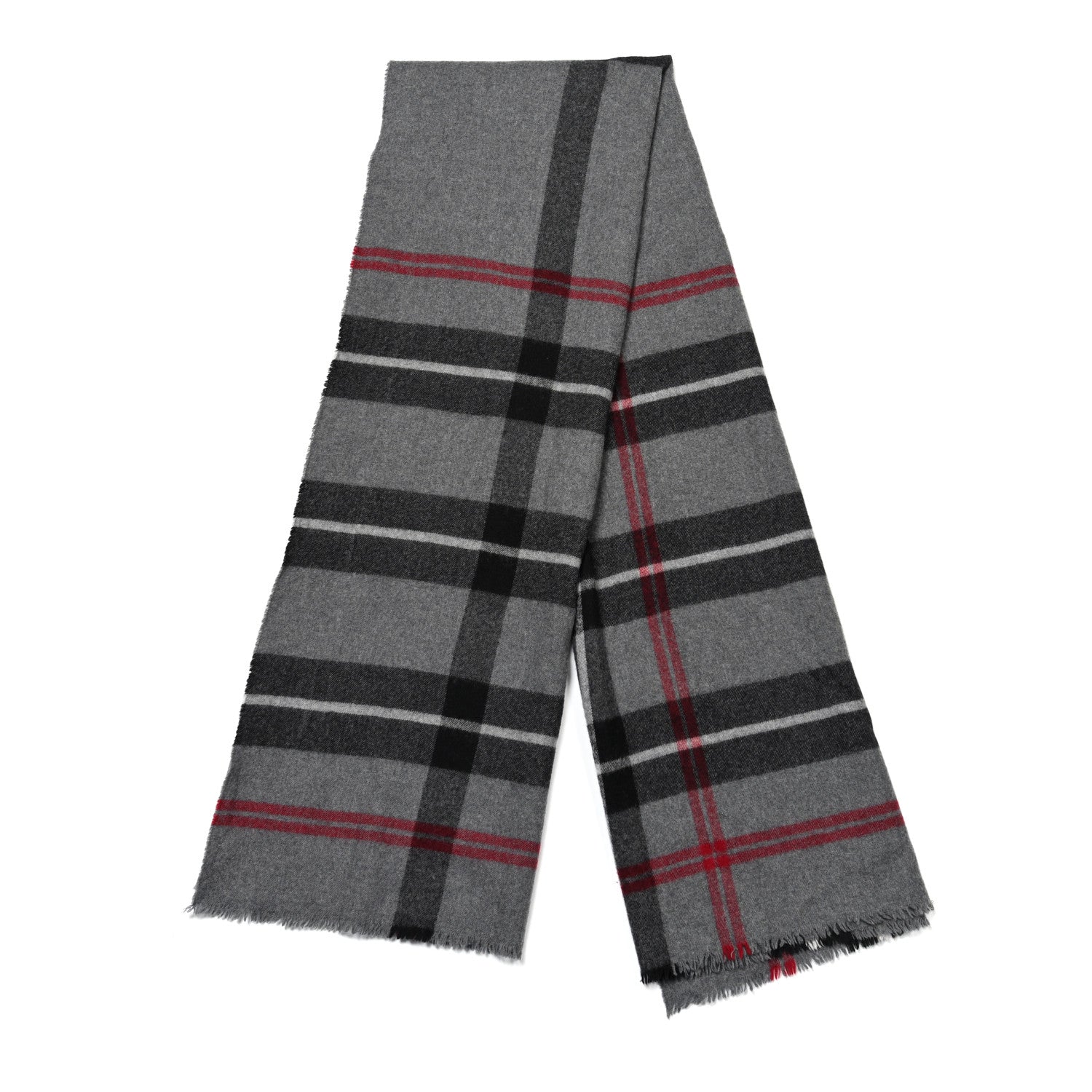 Burberry Lambswool House Check Fringe Scarf Grey 2 of 3