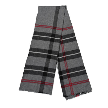 Burberry Lambswool House Check Fringe Scarf Grey 2 of 3