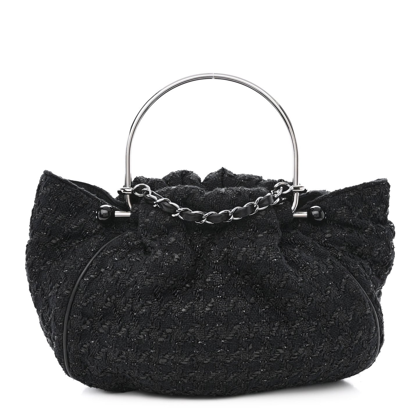 Tweed Boucle Knitting Bag Black