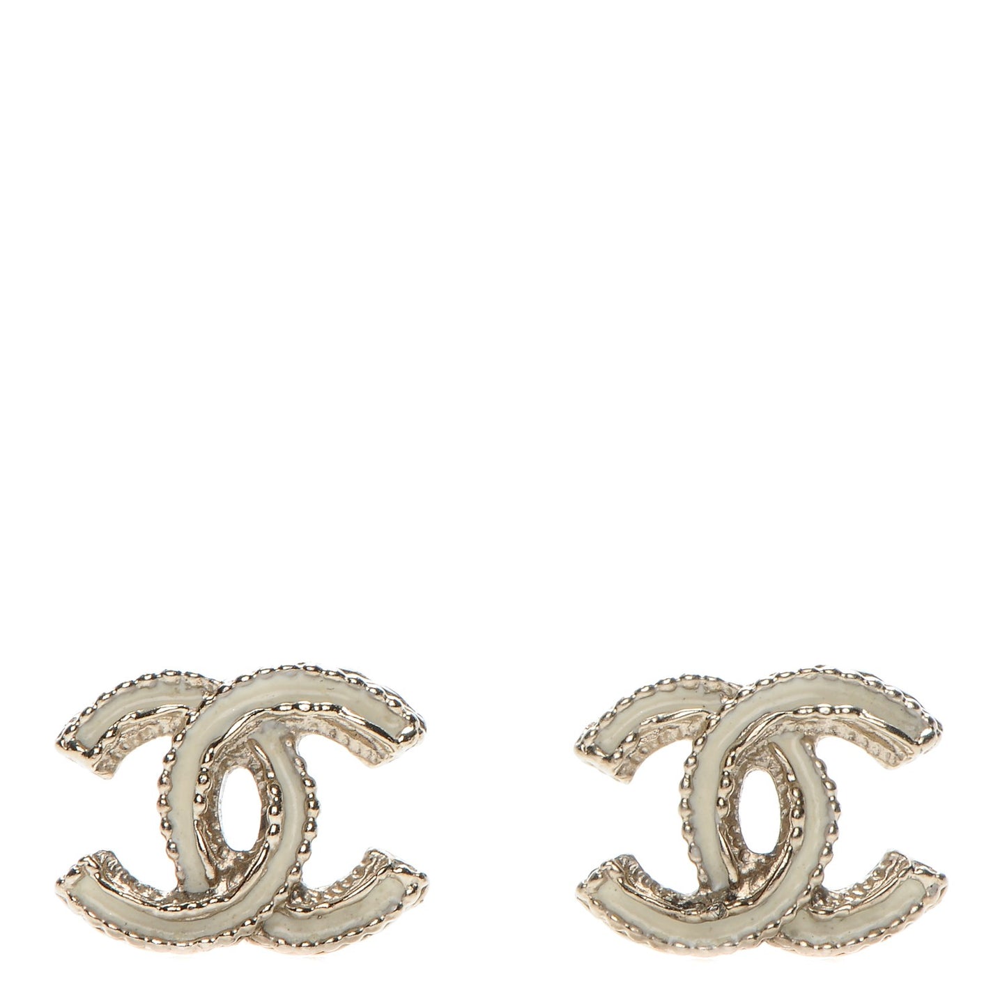 Enamel CC Earrings White Gold