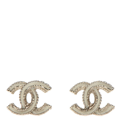 Chanel Enamel CC Earrings White Gold 1 of 4