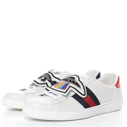 Gucci Calfskin Ayers Web UFO Dragon Embroidered Mens Ace Sneakers 11 White 3 of 9