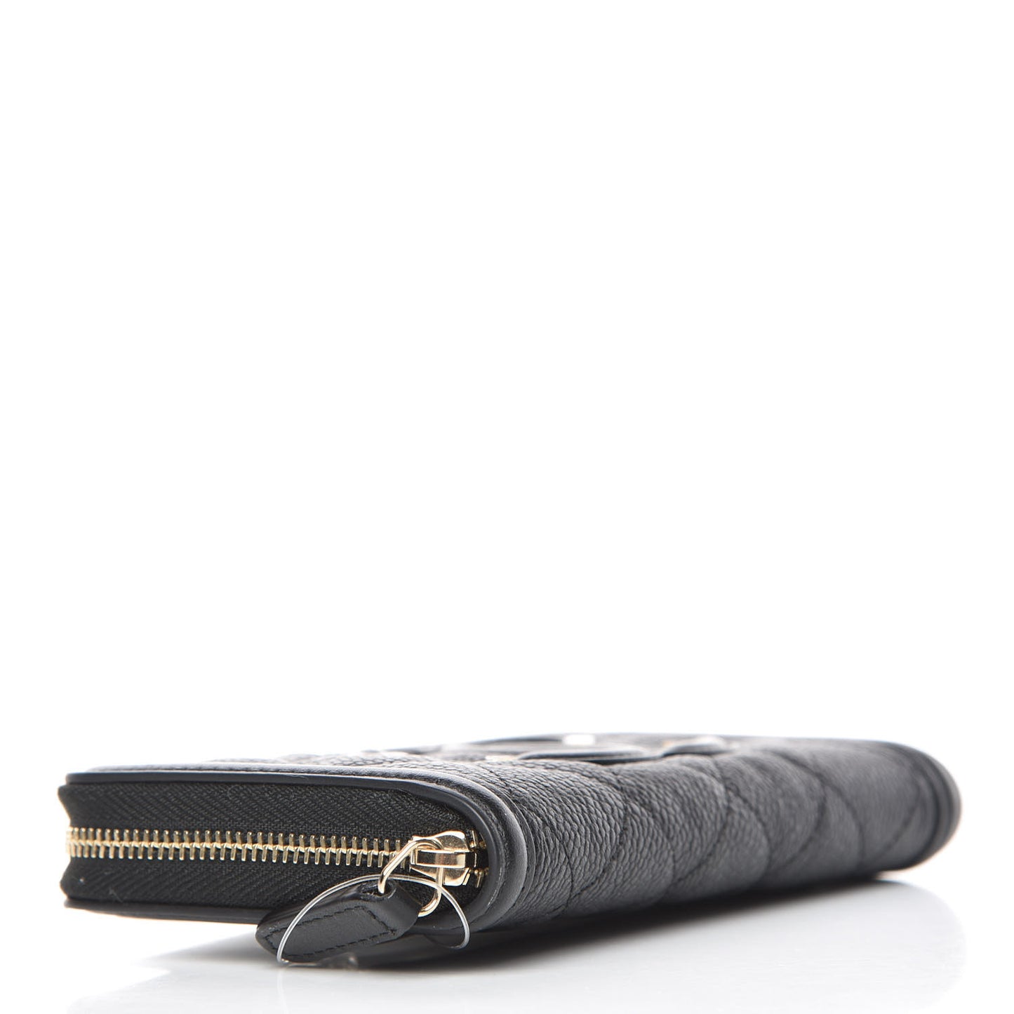 Caviar Quilted Medium Filigree Zip Around Wallet Black