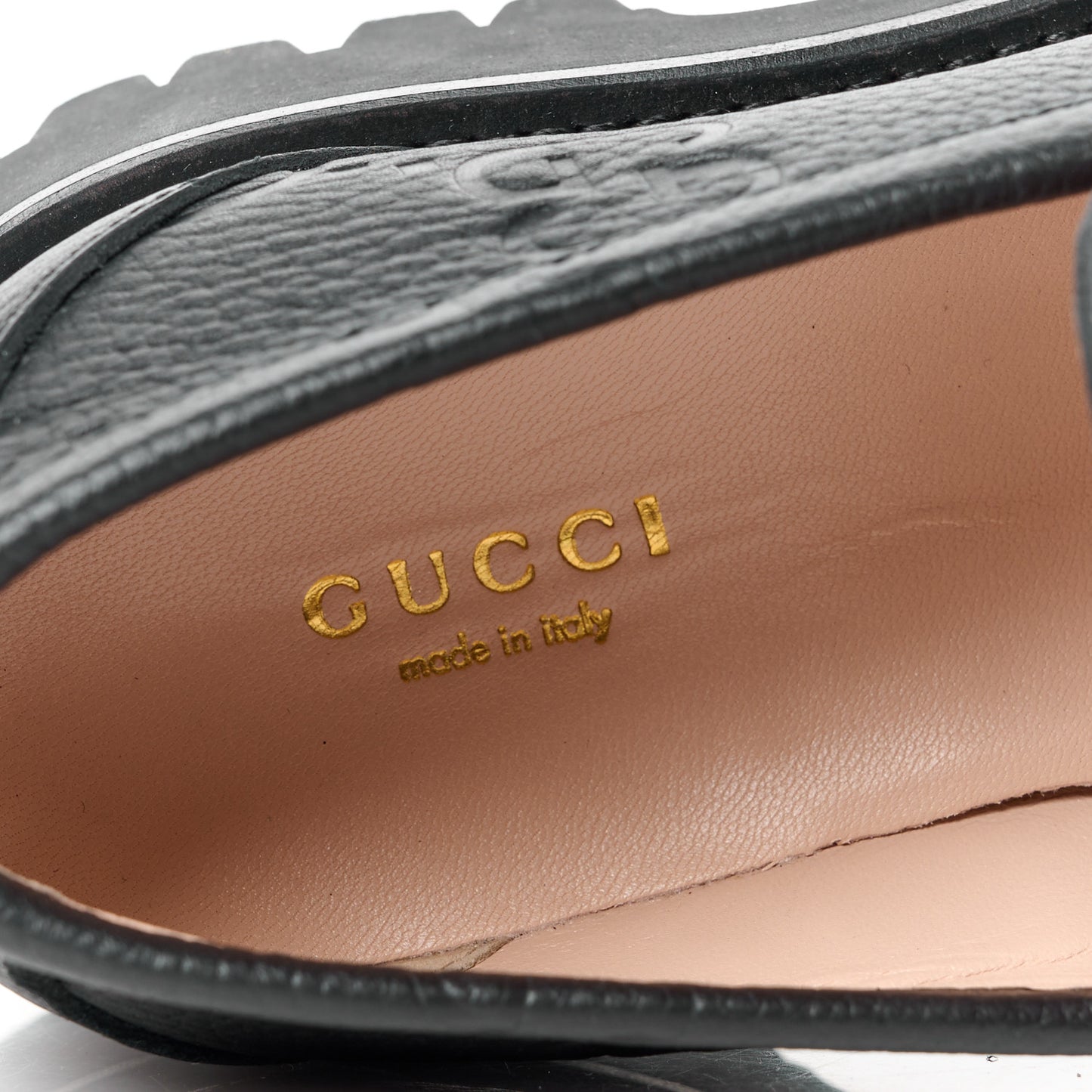 Piuma Calfskin GG Embossed Horsebit Platform Lug Sole 20mm Loafers 37 Black