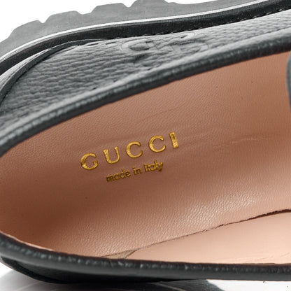 Gucci Piuma Calfskin GG Embossed Horsebit Platform Lug Sole 20mm Loafers 37 Black 7 of 12