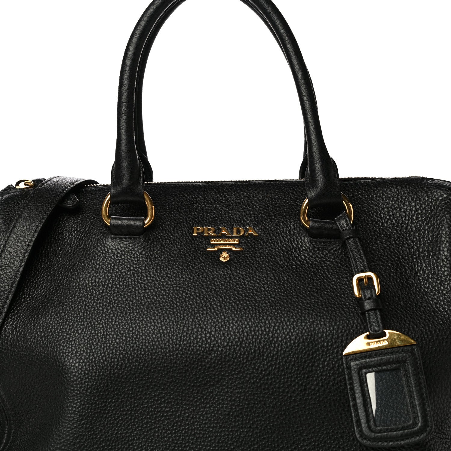 Prada Vitello Daino Tote Black 6 of 9