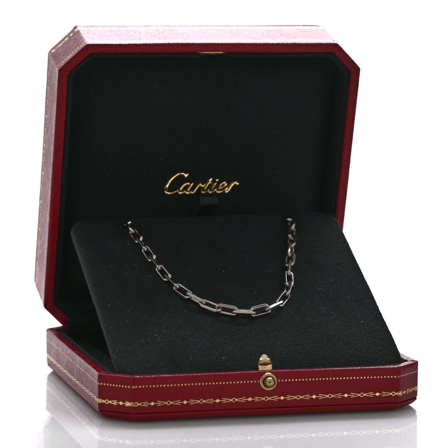 18K White Gold SM Santos De Cartier Link Necklace