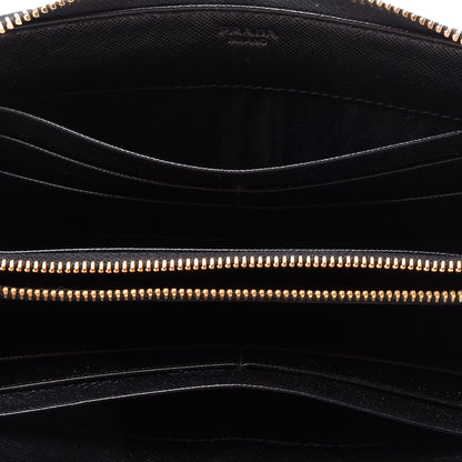 Prada Saffiano Metal Zip Around Wallet Black 5 of 9