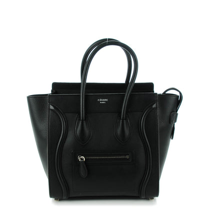 Celine Drummed Calfskin Micro Luggage Black 1 of 8