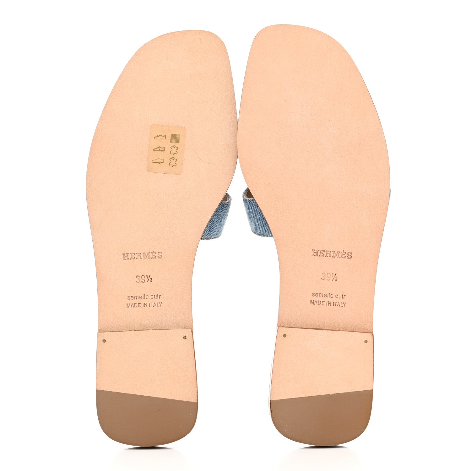 Hermes Denim Canvas Oran Sandals 39.5 Bleu Clair 5 of 9