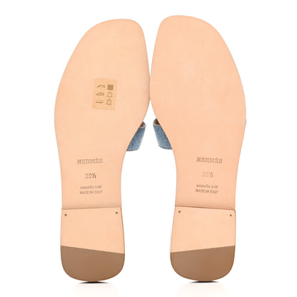 Hermes Denim Canvas Oran Sandals 39.5 Bleu Clair 5 of 9
