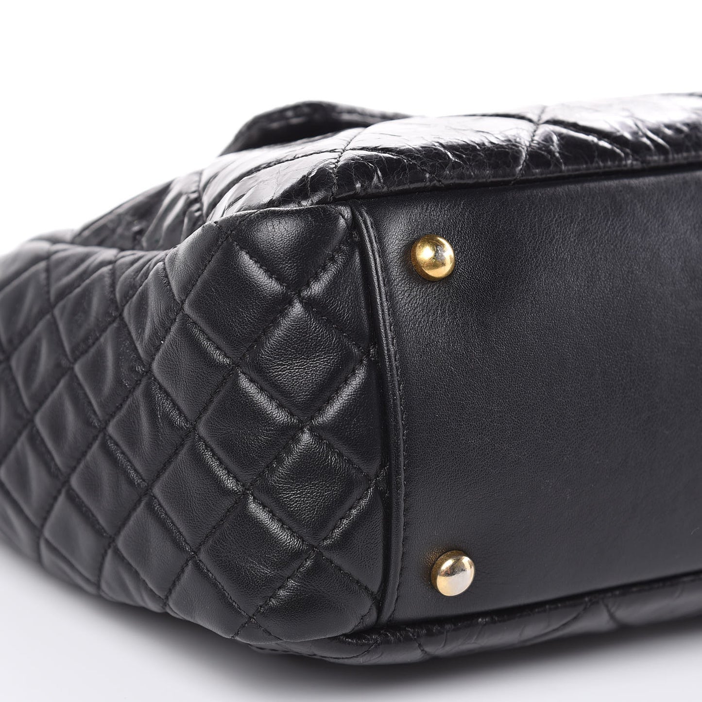 Glazed Crinkled Calfskin Medium East West Flap Black