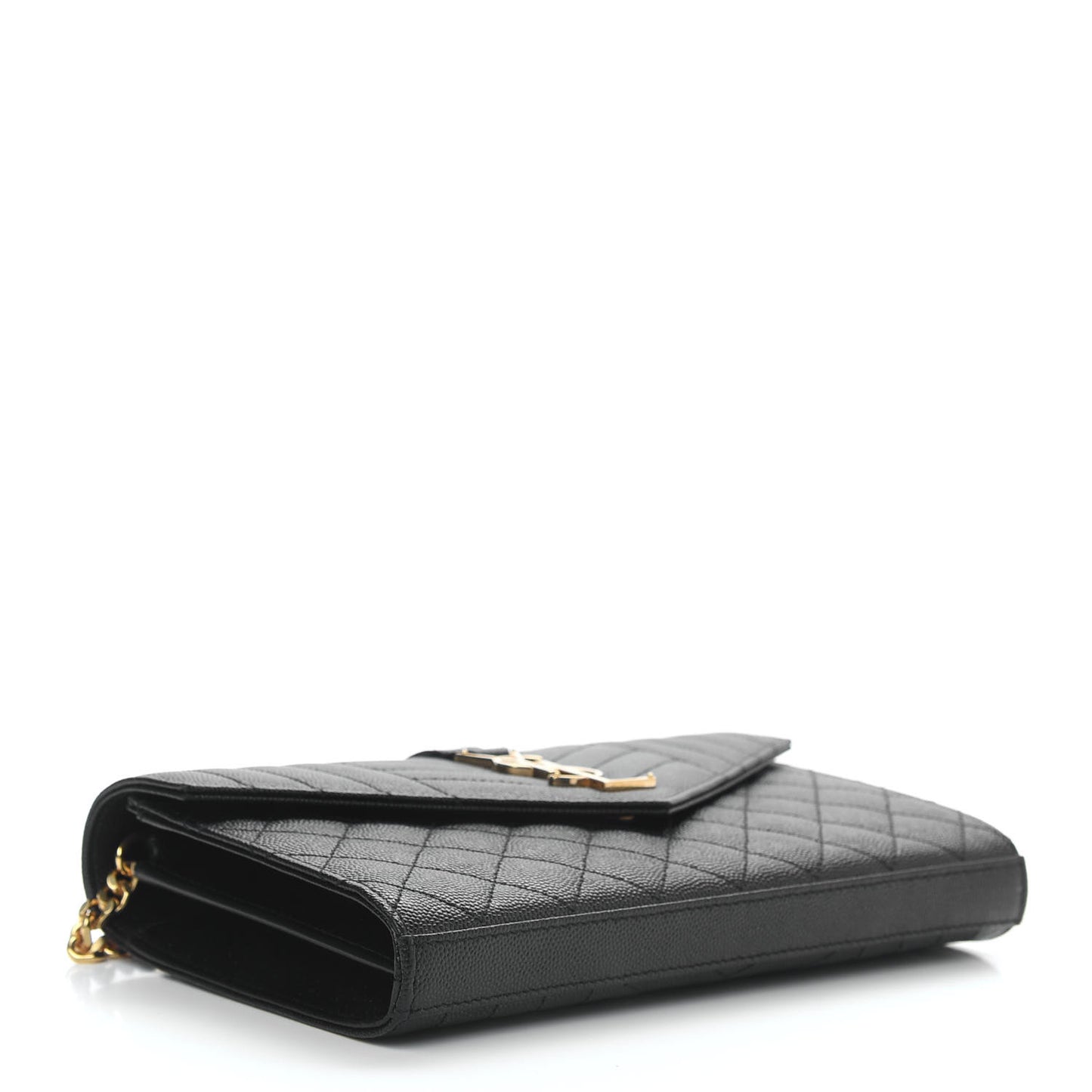 Grain De Poudre Mixed Matelasse Triquilt Monogram Chain Wallet Black