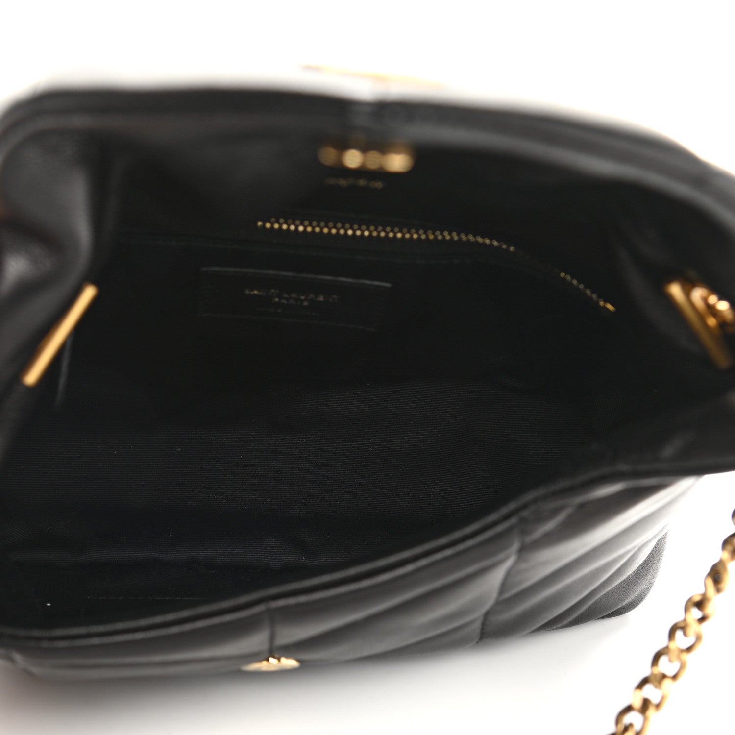 Saint Laurent Lambskin Quilted Toy Loulou Puffer Monogram Chain Satchel Black 5 of 11