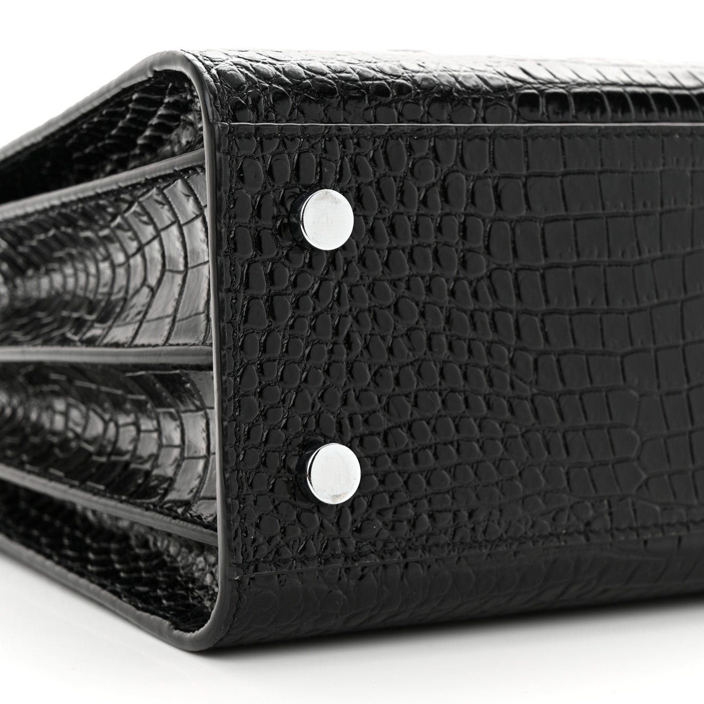 Calfskin Crocodile Embossed Baby Sac De Jour Black