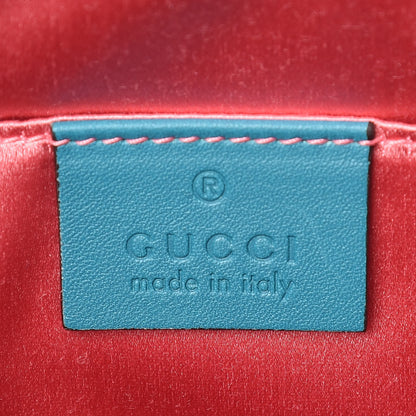 Gucci Velvet Matelasse Small GG Marmont Chain Shoulder Bag Pavone Cyan 6 of 12