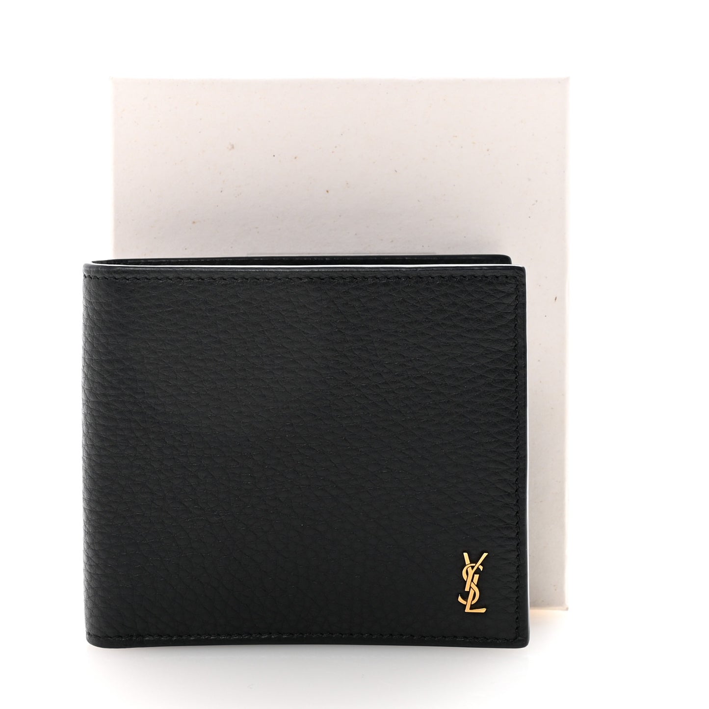 Grained Calfskin Tiny Cassandre East West Wallet Midnight Blue