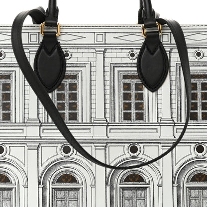 Louis Vuitton X FORNASETTI Calfskin Architettura Onthego MM Black White 7 of 9