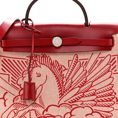 Hermes Vache Hunter Toile Pegase Pop Herbag Zip Retourne 31 PM Rouge Piment 9 of 11