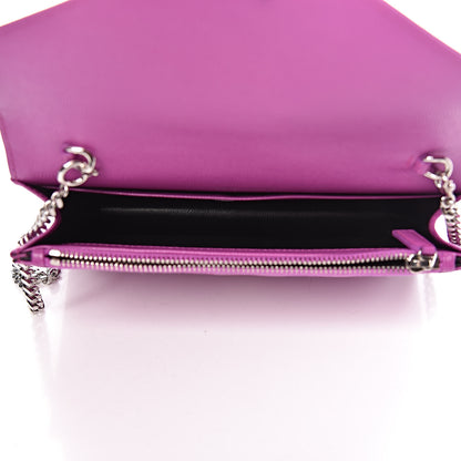 Saint Laurent Grain De Poudre Matelasse Chevron Monogram Envelope Chain Wallet Purple 5 of 10