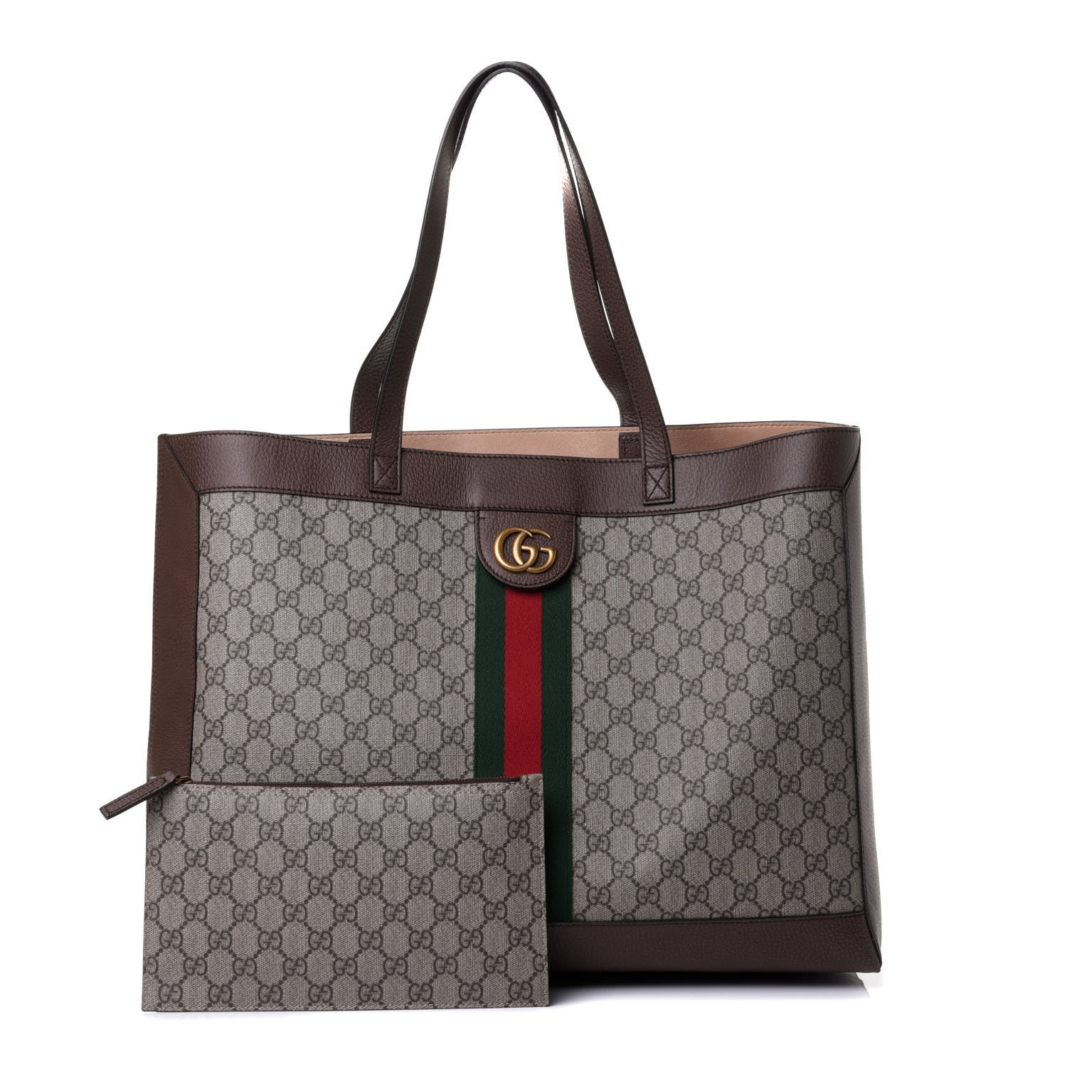 Gucci GG Supreme Monogram Web Large Ophidia Tote Brown 1 of 4