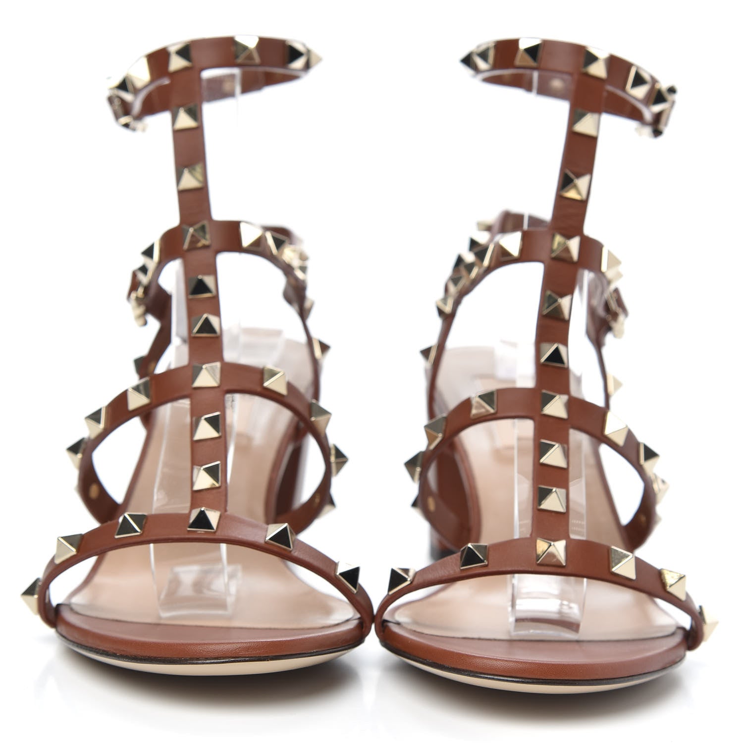Valentino Garavani Calfskin Rockstud 60mm City Sandals 39 Saddle Brown 2 of 8