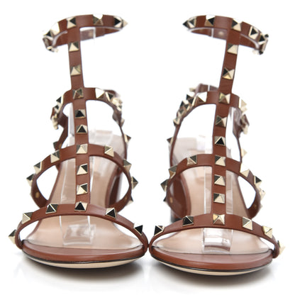 Valentino Garavani Calfskin Rockstud 60mm City Sandals 39 Saddle Brown 2 of 8