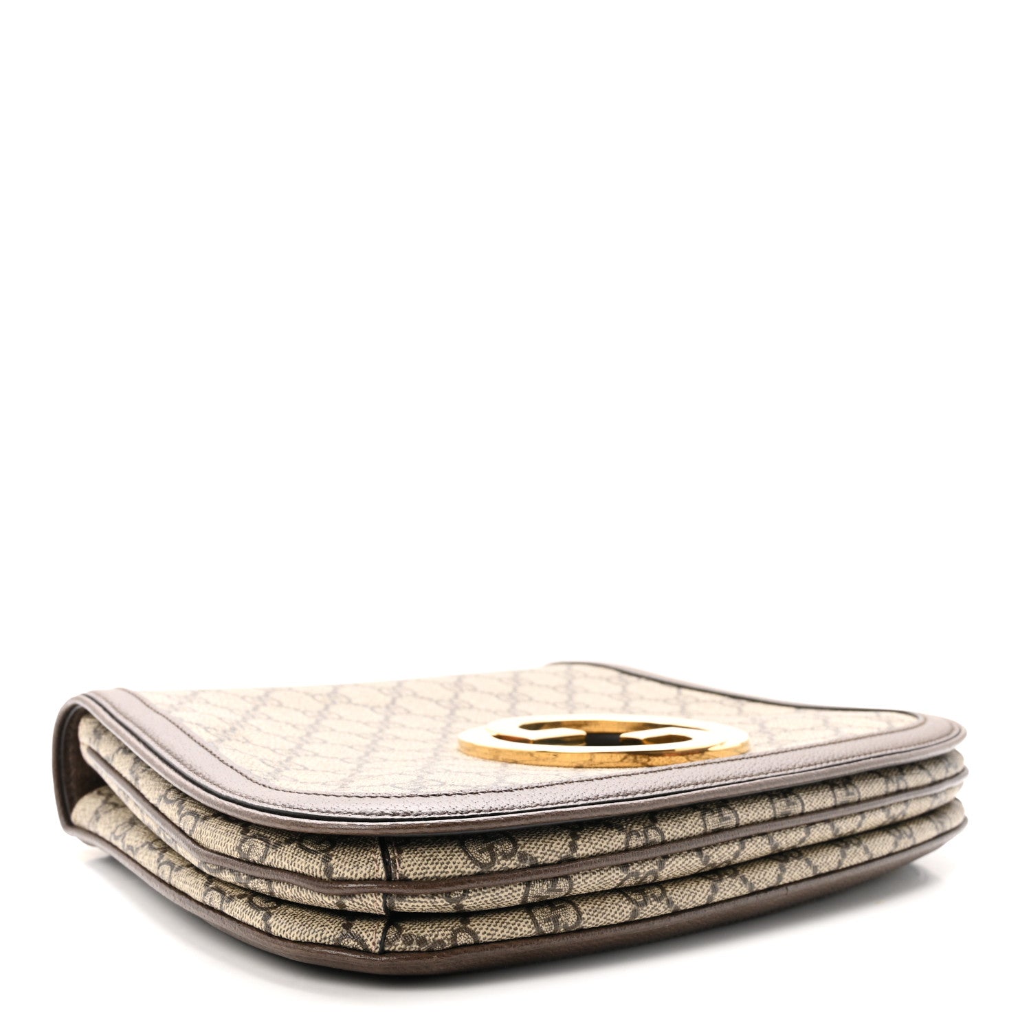 Gucci GG Supreme Monogram Textured Dollar Calfskin Web Medium Blondie Top Handle Shoulder Flap Bag Beige Ebony New Acero 4 of 10