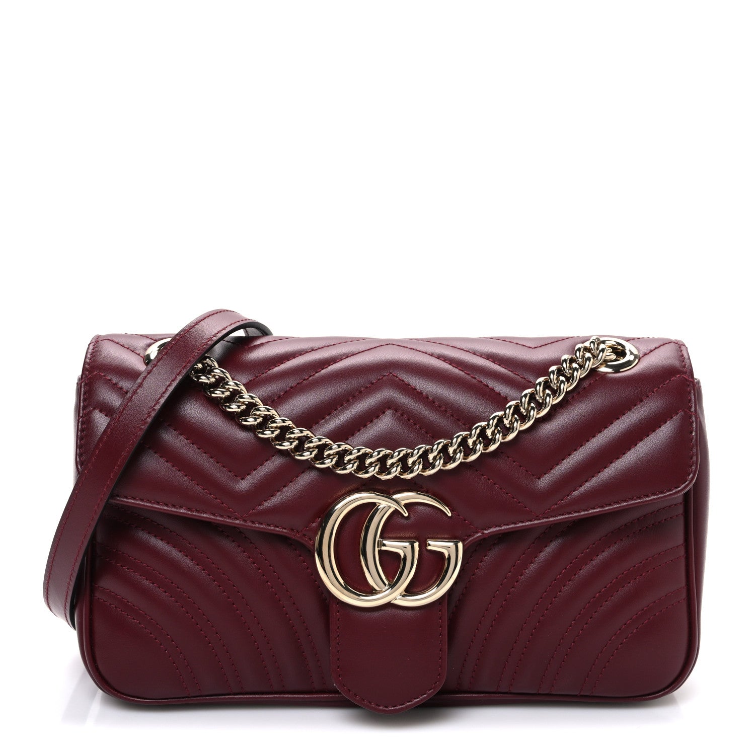 Gucci Calfskin Matelasse Medium GG Marmont Shoulder Bag Rosso Ancora Red 1 of 10