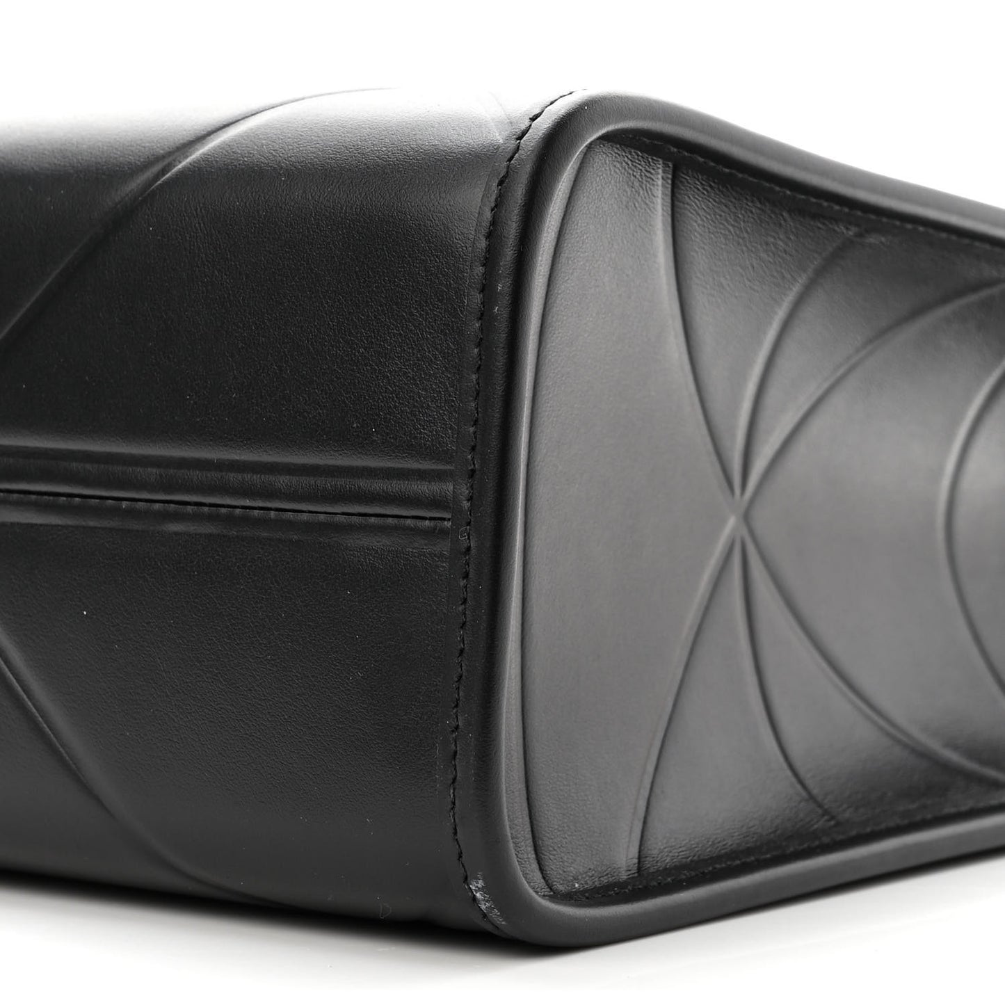 Soft Calfskin Triangolo Symbole Embossed Medium Tote Black