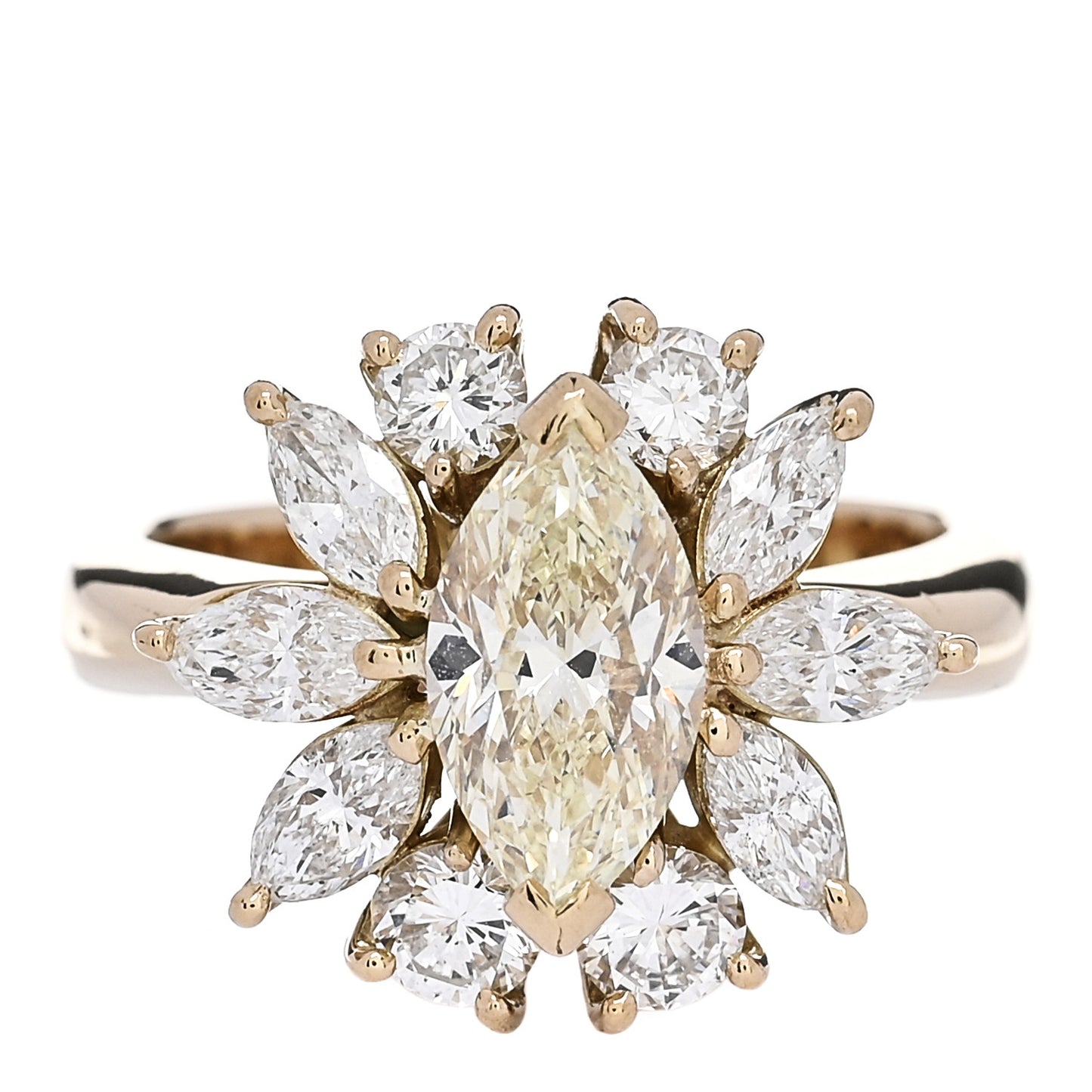 18K Yellow Gold Yellow Diamond 2.98ctw Flower Ring 53 6.25
