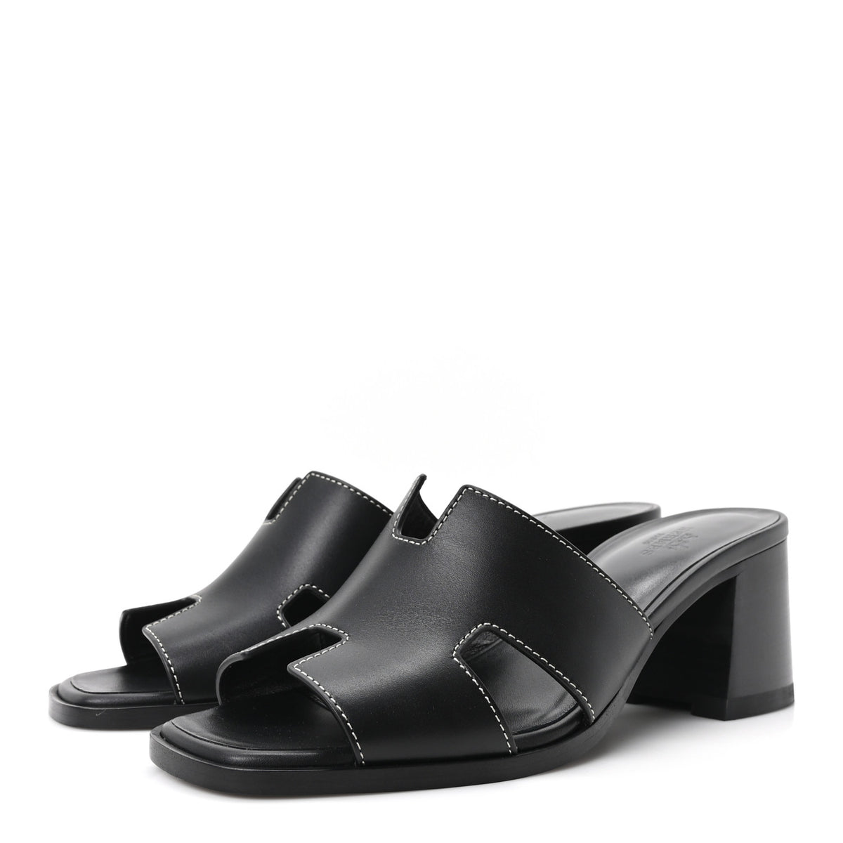 Hermes Calfskin Helia Sandals 38 Black 4 of 10