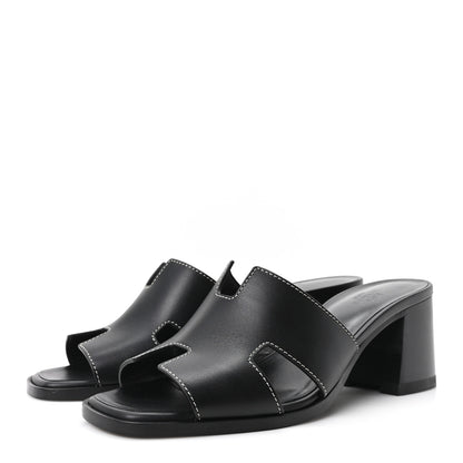 Hermes Calfskin Helia Sandals 38 Black 4 of 10