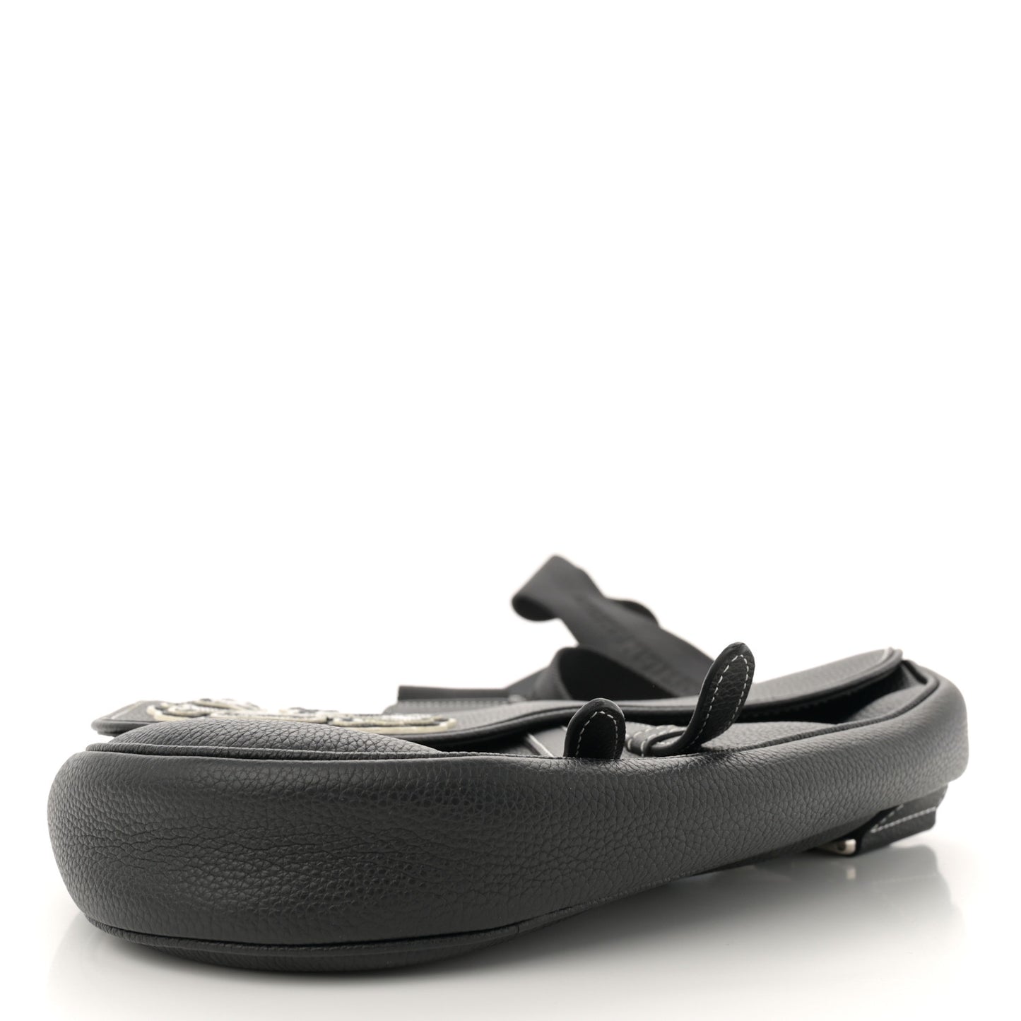 X SHAWN STUSSY Grained Calfskin Bee Saddle Bag Black