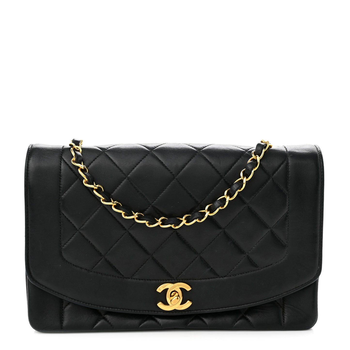 Lambskin Quilted Medium Single Flap Black