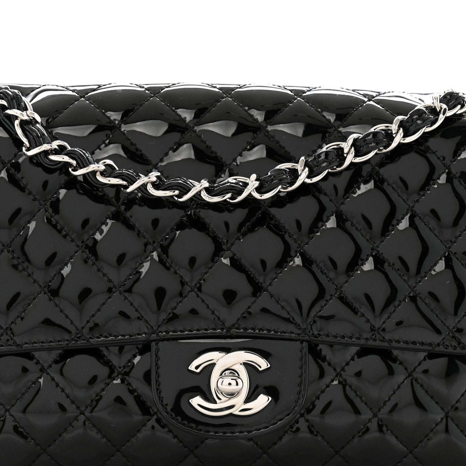Chanel Patent Quilted Secret Label Medium Flap Black 8 of 11