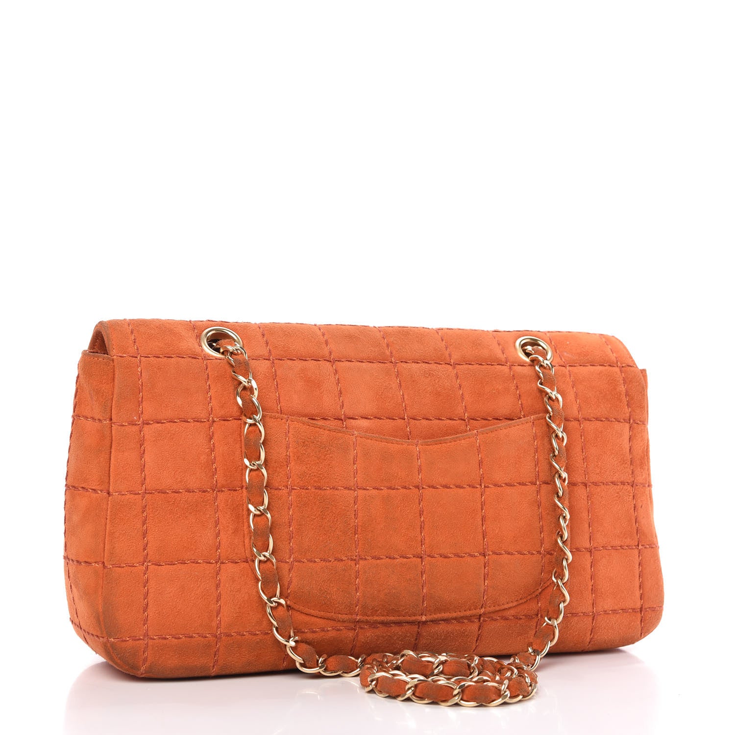 Chanel Suede Square Quilted Flap Orange 3 of 11