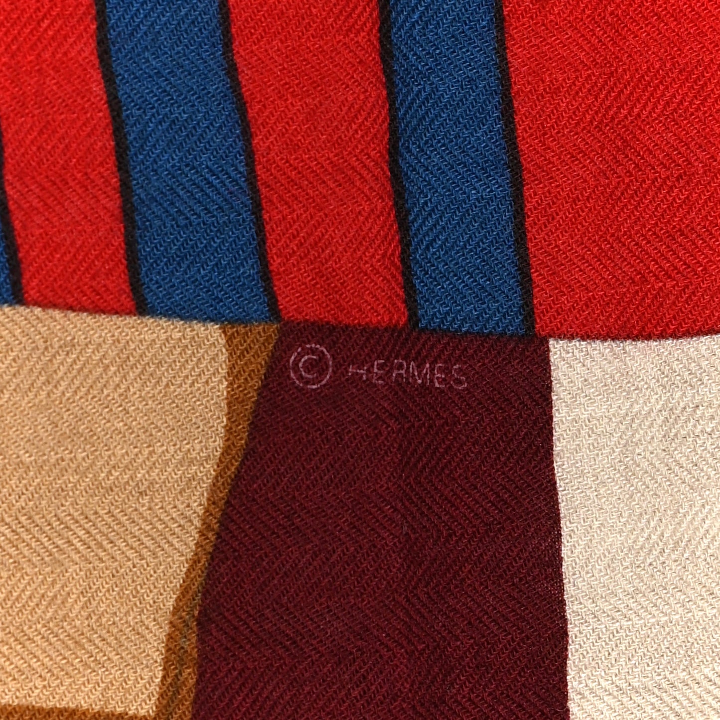 Cashmere Cheval A La Couverture Shawl 140 Naturel Rouge Bleu
