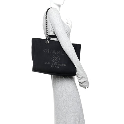 Chanel Mixed Fibers Small Deauville Tote Black 2 of 11