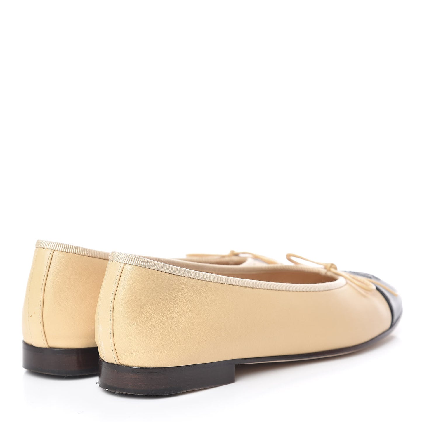 Lambskin Cap Toe CC Ballerina Flats 37 Beige Black
