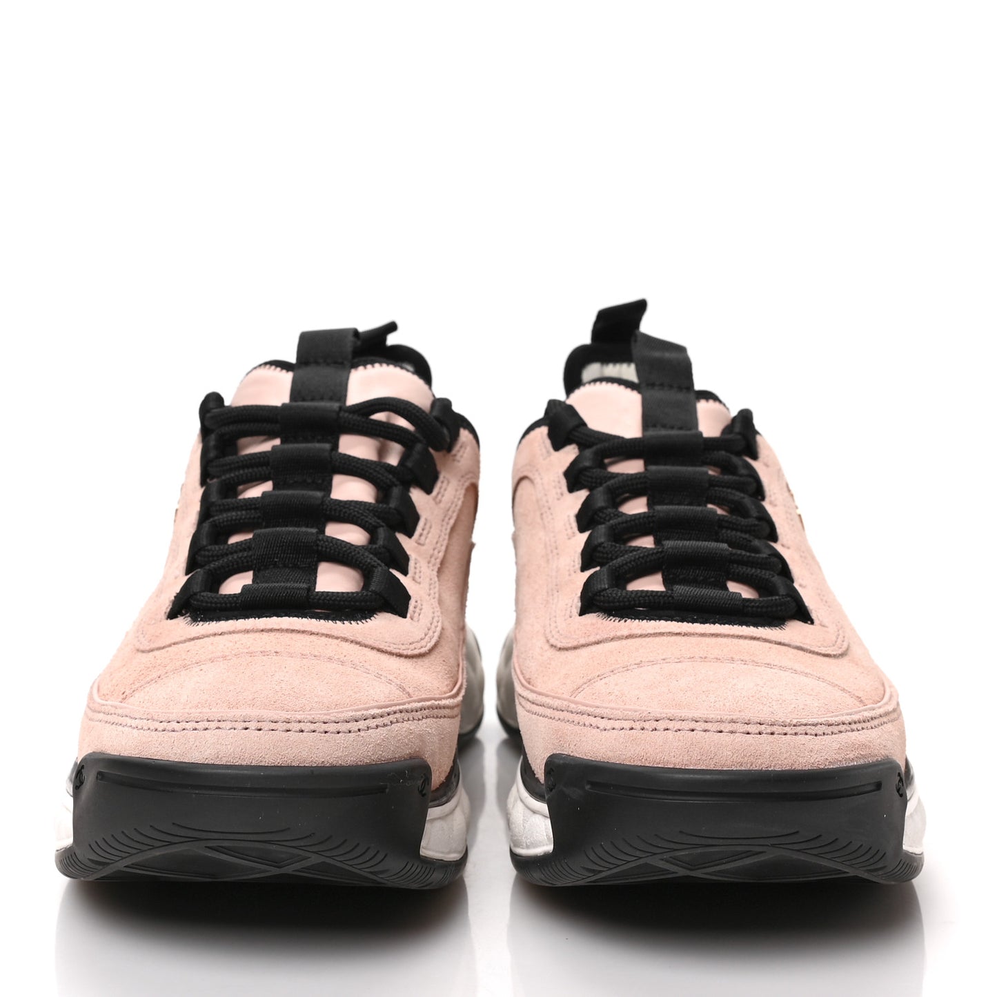 Suede Calfskin Nylon Grosgrain CC Sneakers 39 Light Pink