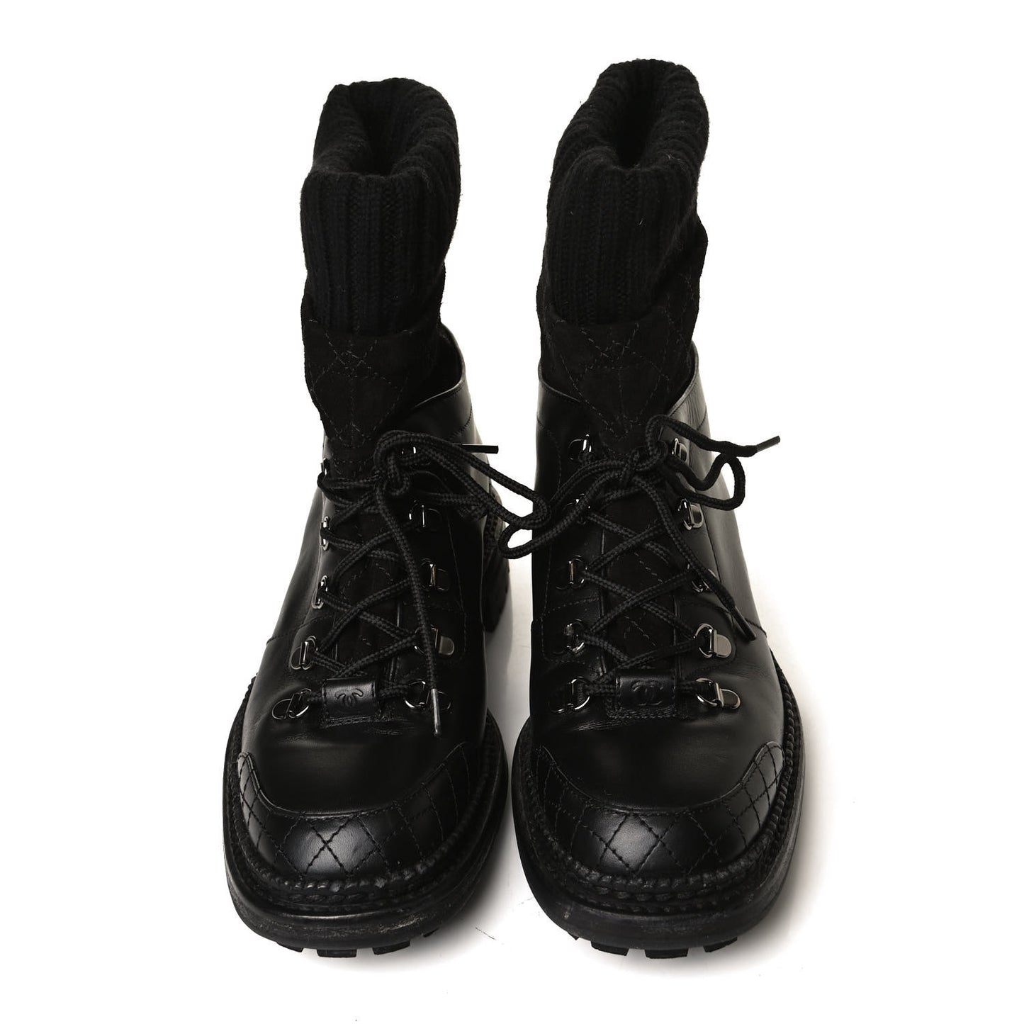 Calfskin Kid Suede Lace Up Short Boots 41 Black