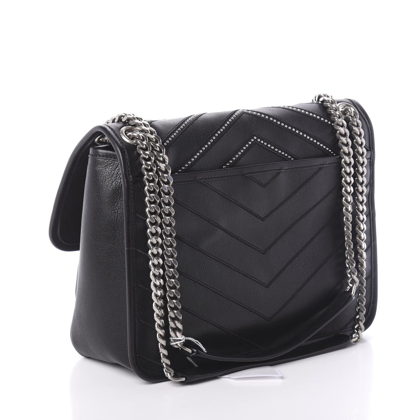 Lambskin Matelasse Monogram Microstud Medium Niki Chain Satchel Black