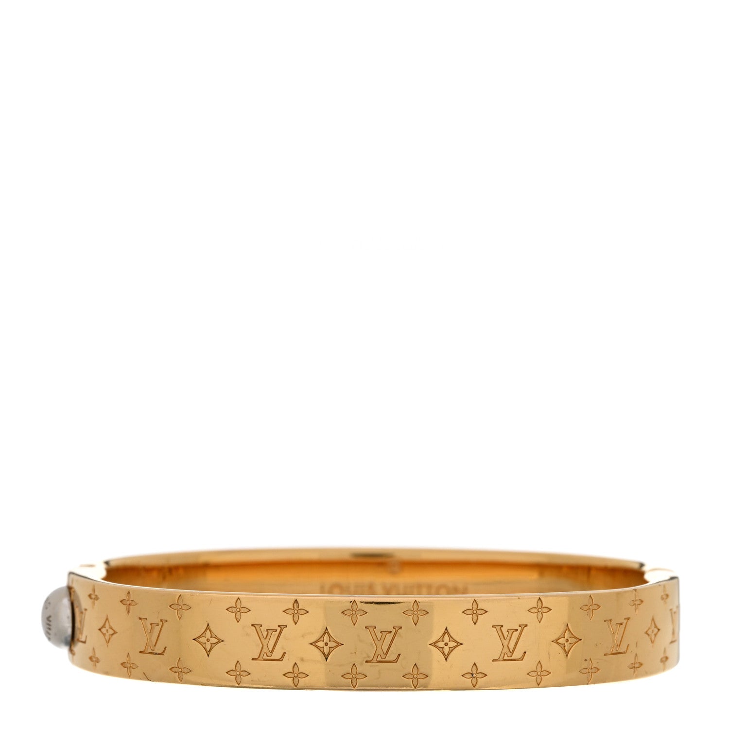 Louis Vuitton Brass Monogram Nanogram Cuff S Gold 1 of 6