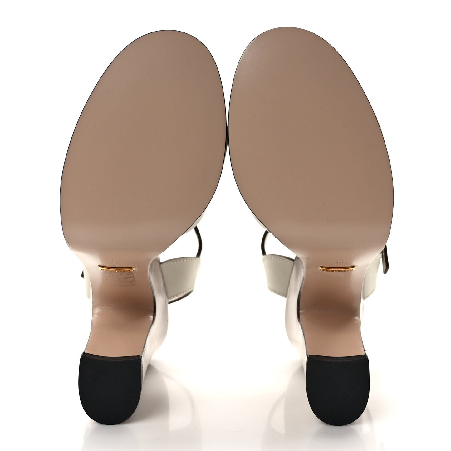 Cosmos Softy Calfskin Wooden Interlocking G Cut-Out 30/120mm Platform Sandals 39 Mystic White